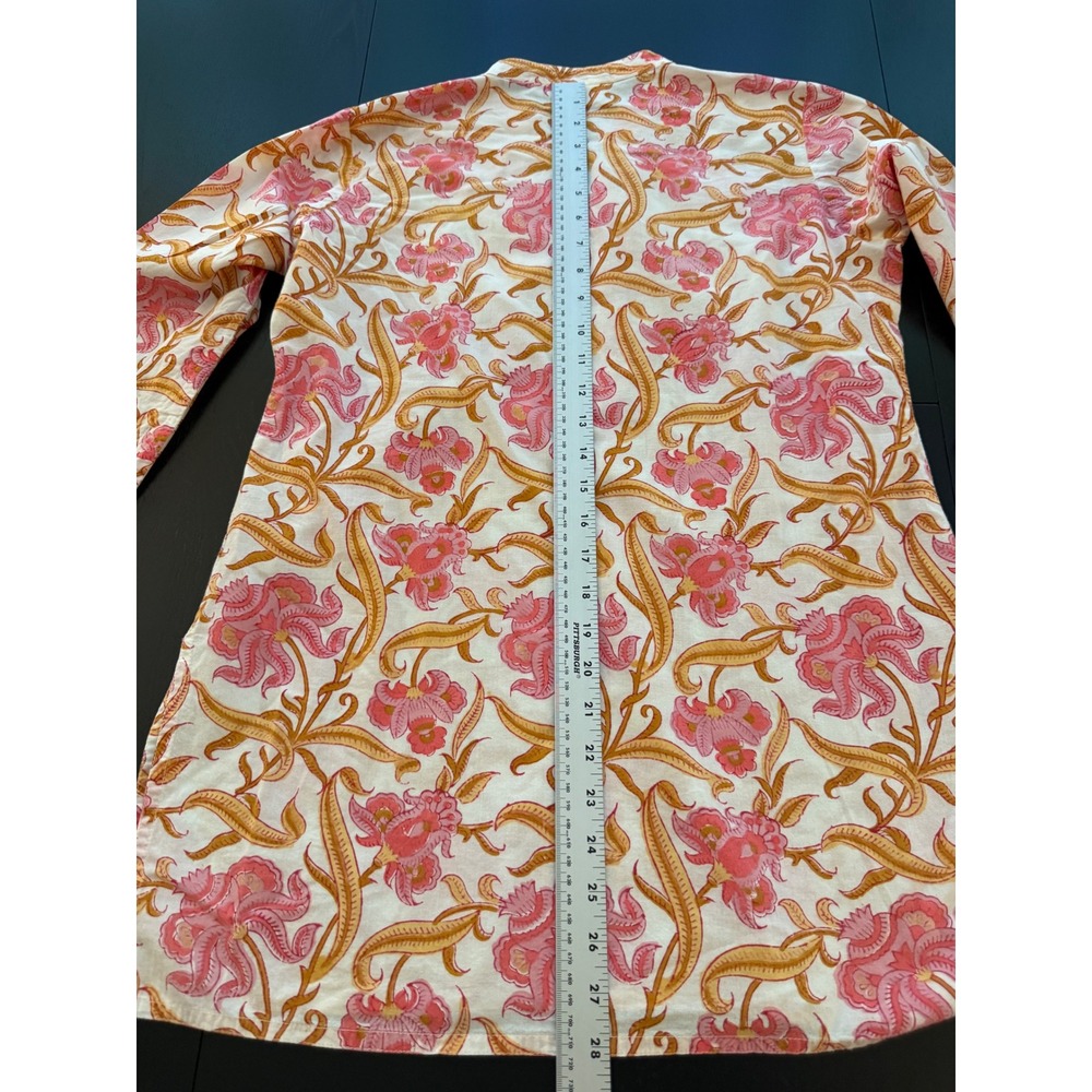 Westside Printed Cotton Tunic Shirt Womens Size M Floral Pink Sequin Lightweight - Picture 14 of 14